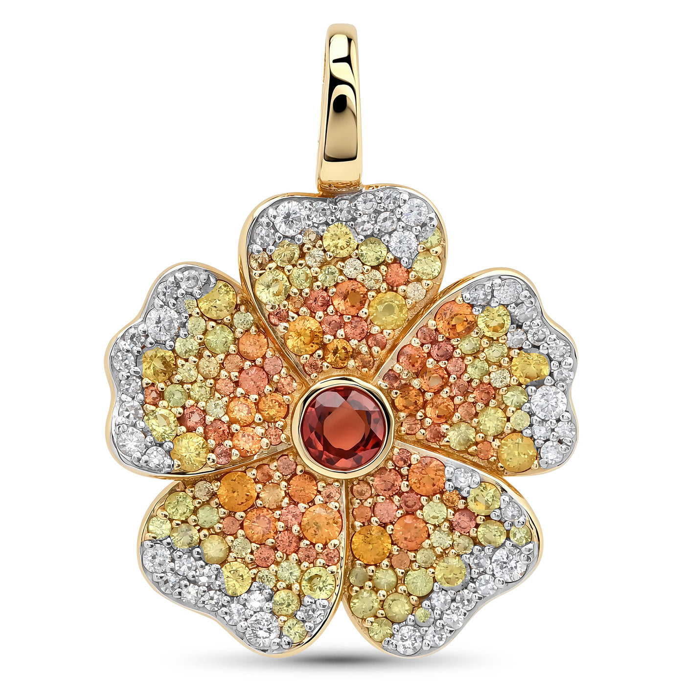 14k Yellow Gold Yellow Sapphire and Diamond Wildflower Pendant