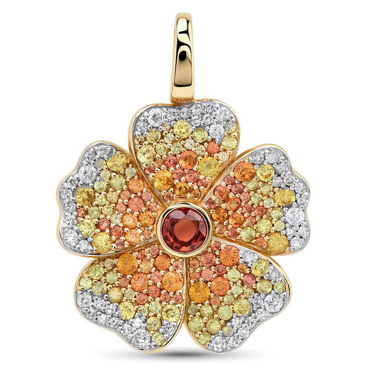 14k Yellow Gold Yellow Sapphire and Diamond Wildflower Pendant