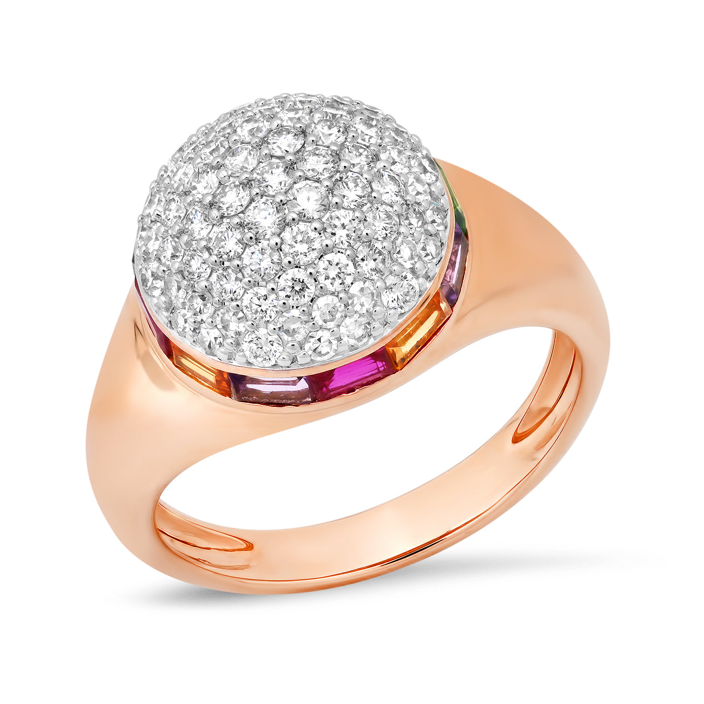 14K Rose Gold Diamond Globe Ring