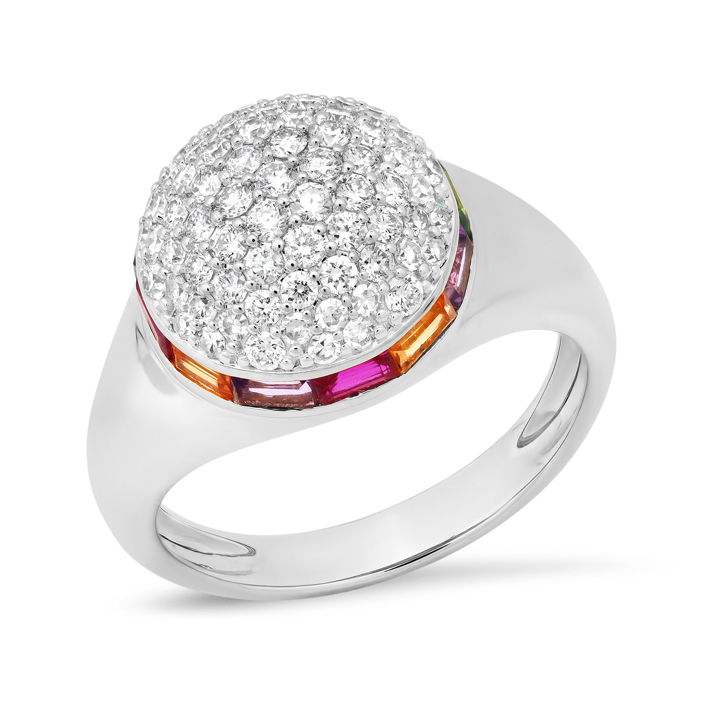 14K White Gold Diamond Globe Ring