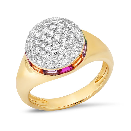 14K Yellow Gold Diamond Globe Ring