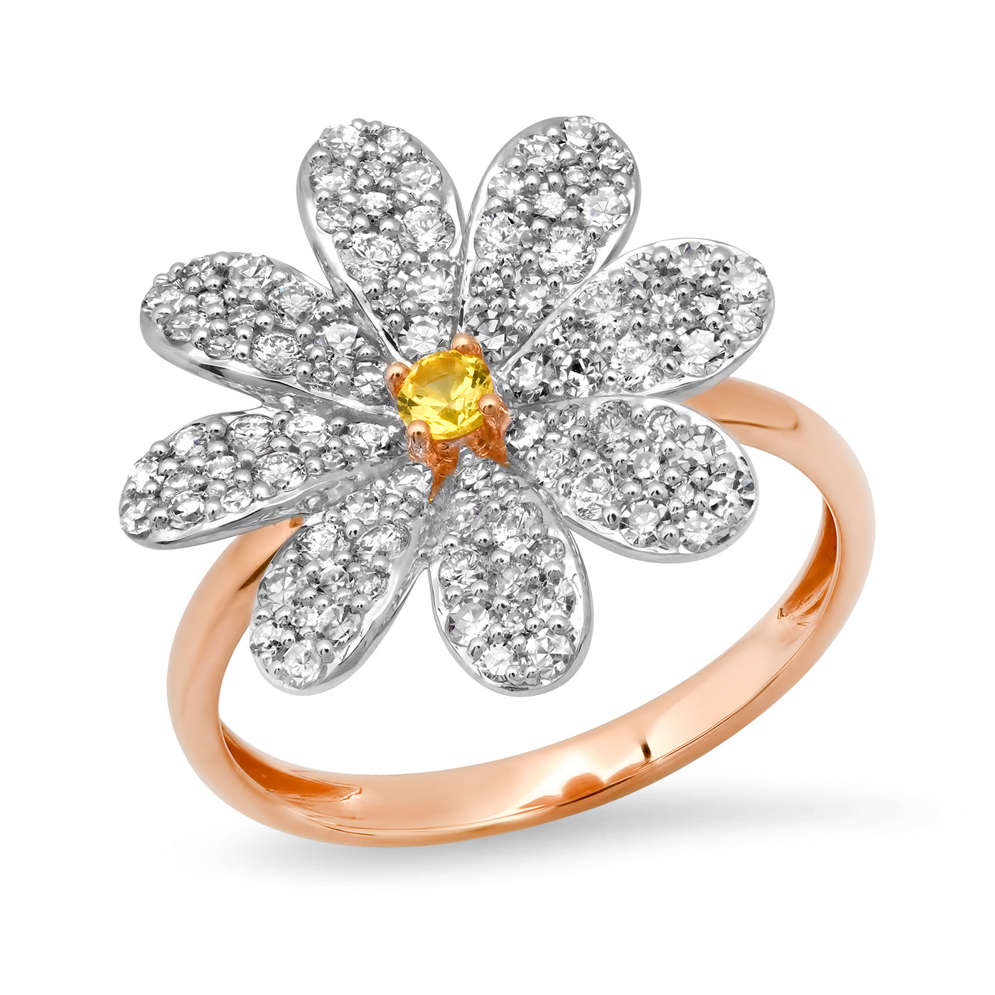 14K Rose Gold Diamond Daisy Ring