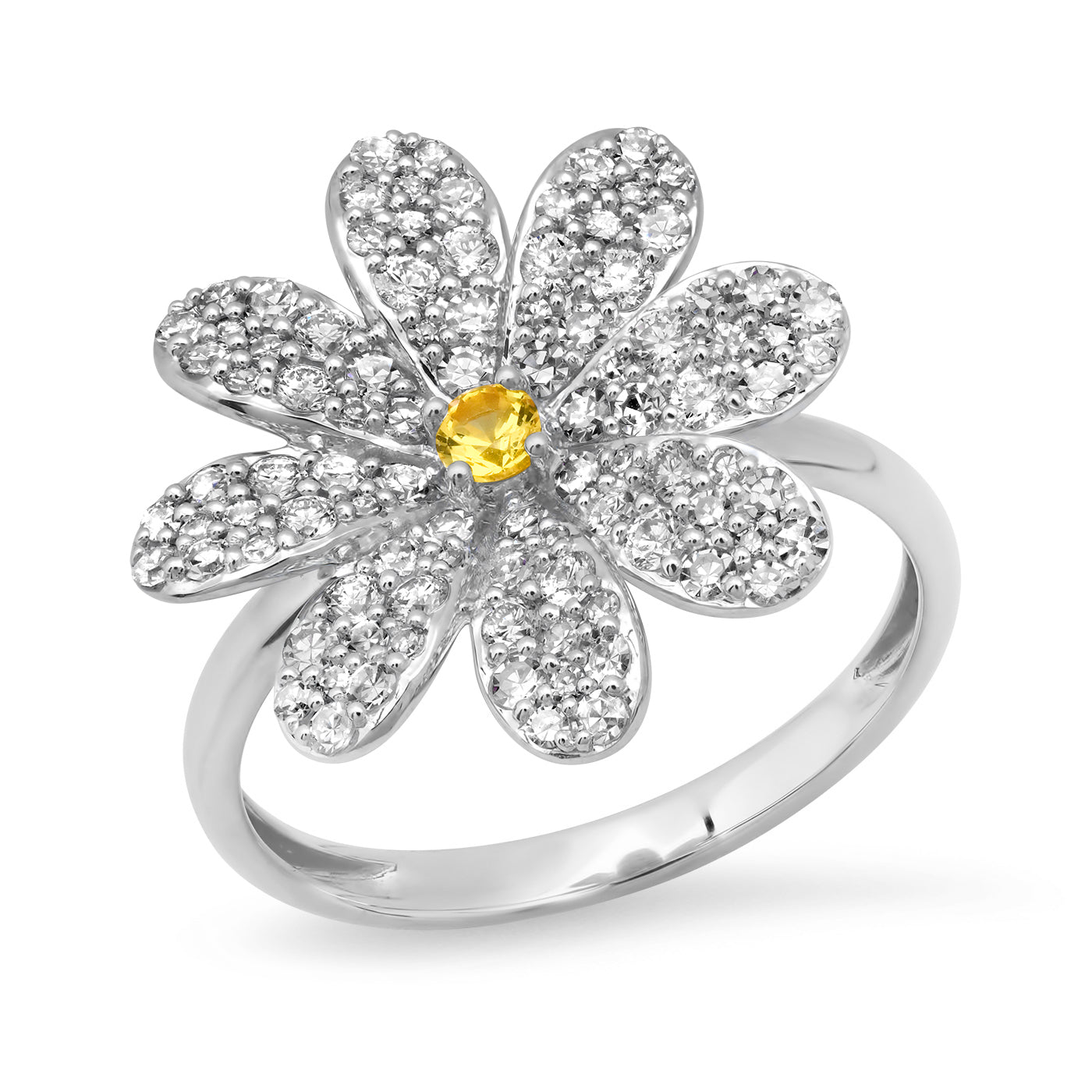 14K White Gold Diamond Daisy Ring
