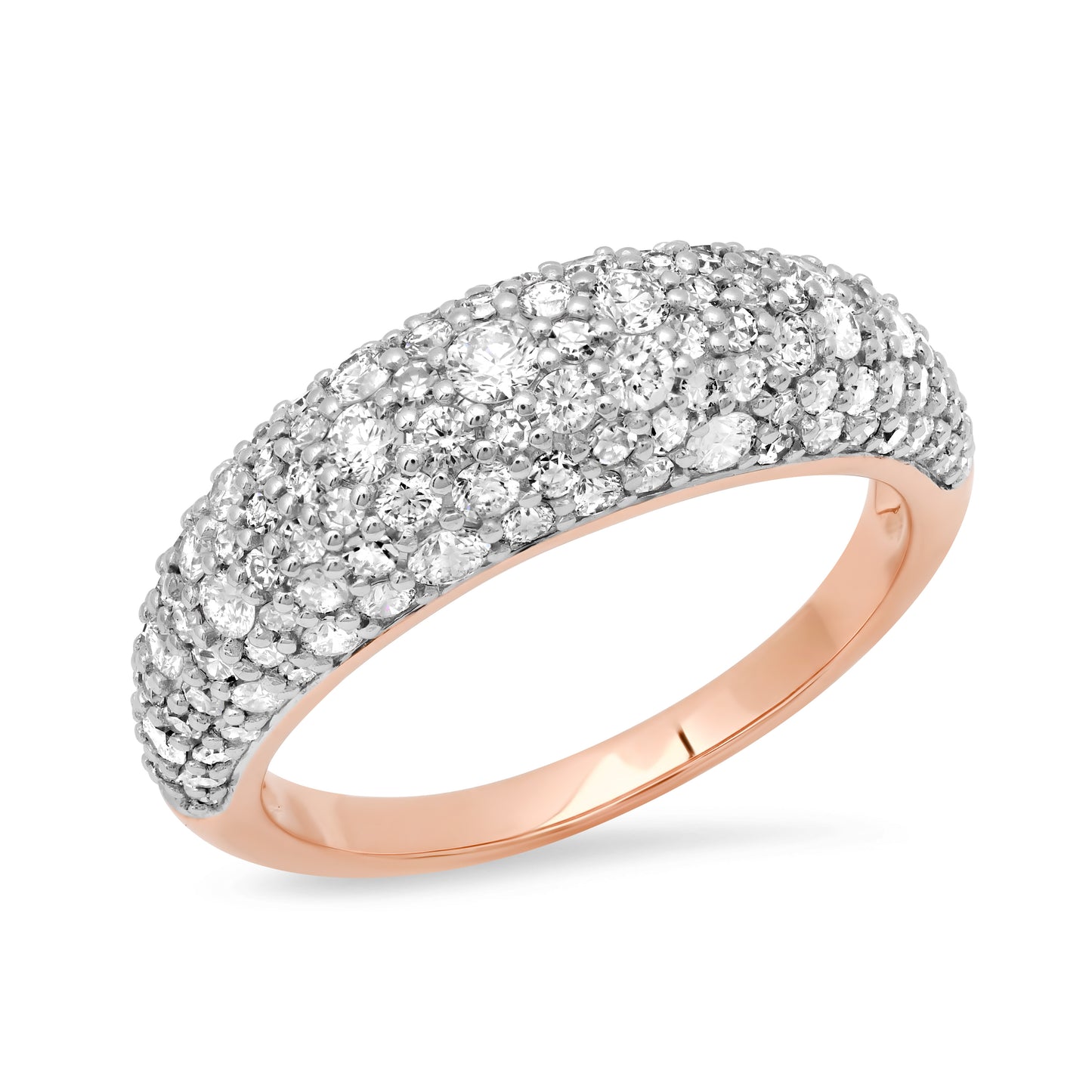 14k Rose Gold Diamond Crescent Domed Ring