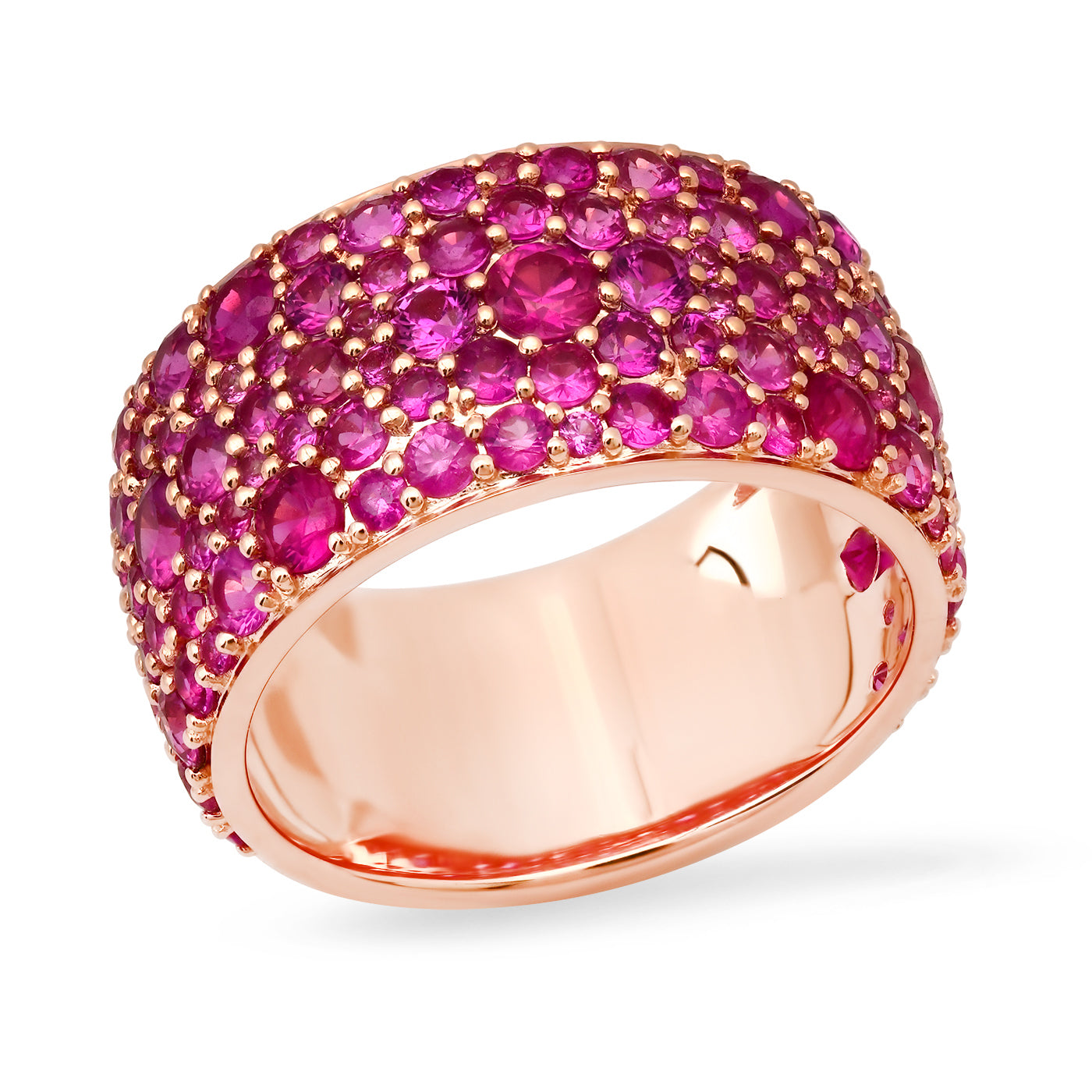 14k Rose Gold Deep Pink Sapphire Cigar Band