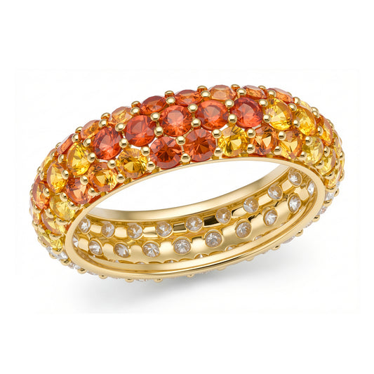 14k Yellow Gold Yellow Sapphire and Diamond Chunky Domed Ring