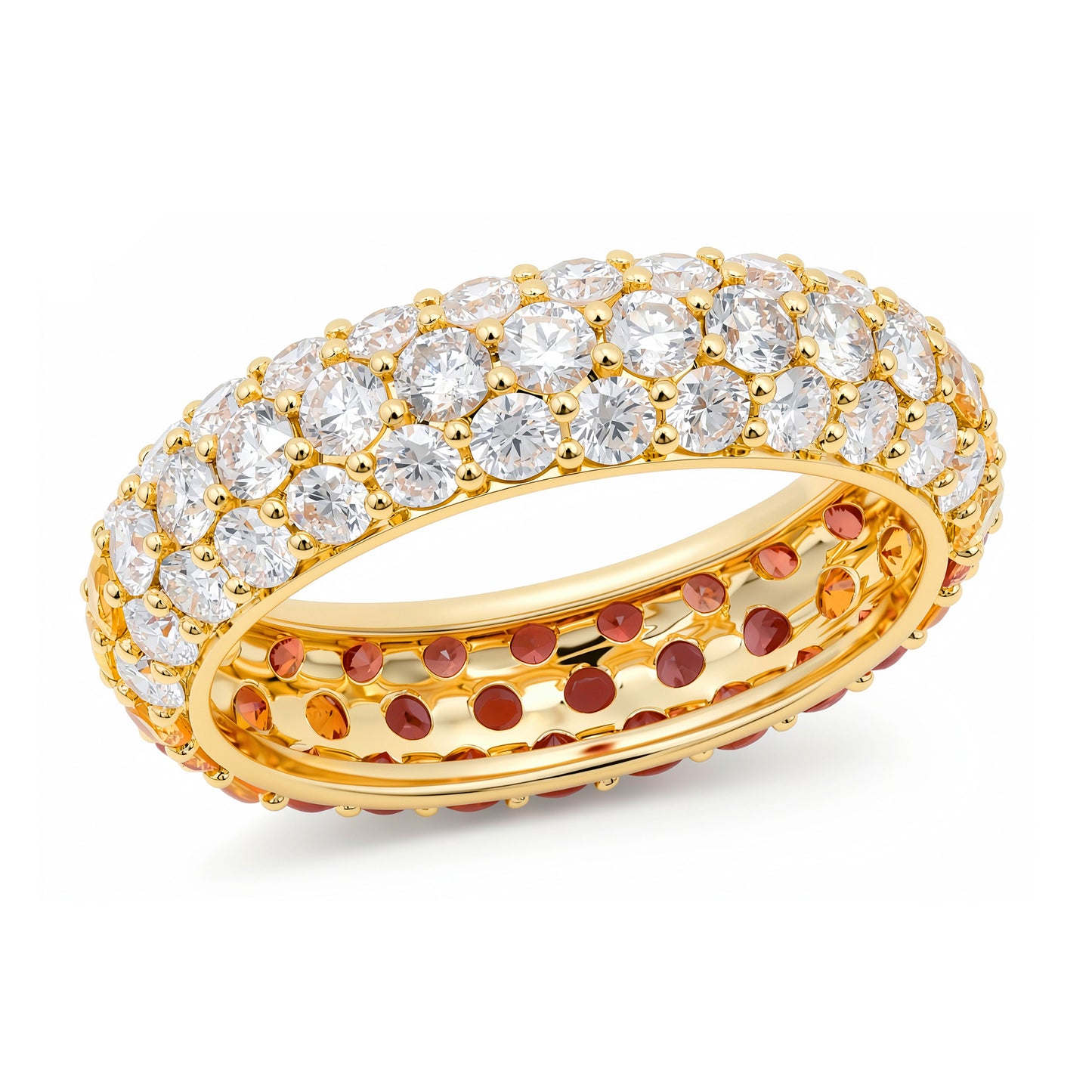 14k Yellow Gold Yellow Sapphire and Diamond Chunky Domed Ring
