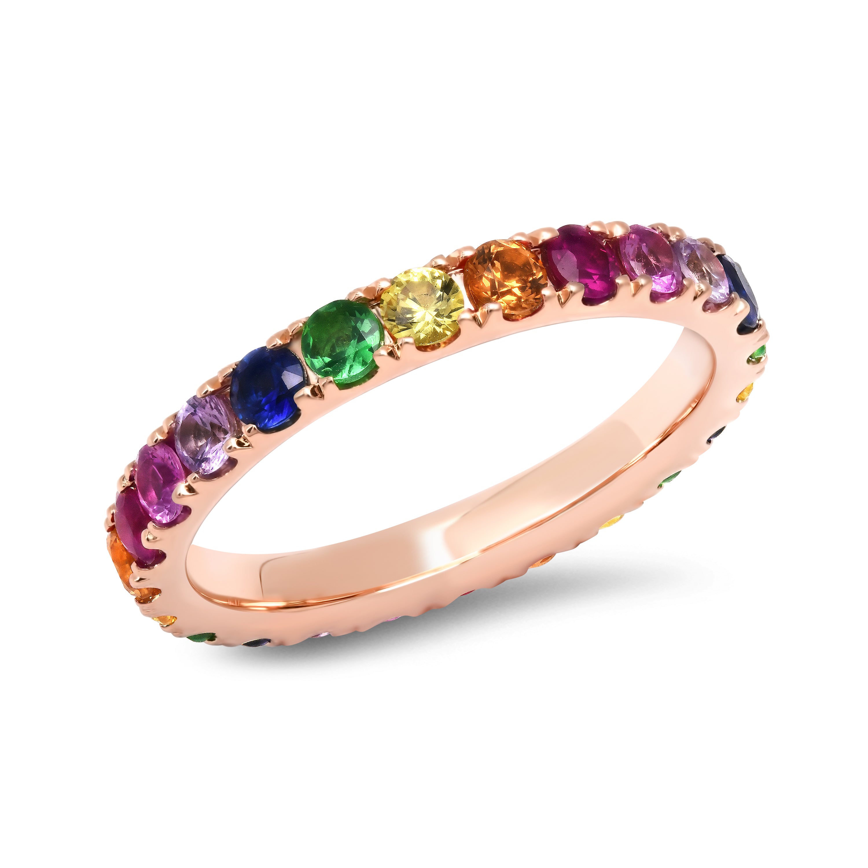 14k Rose Gold Large Rainbow Eternity Band