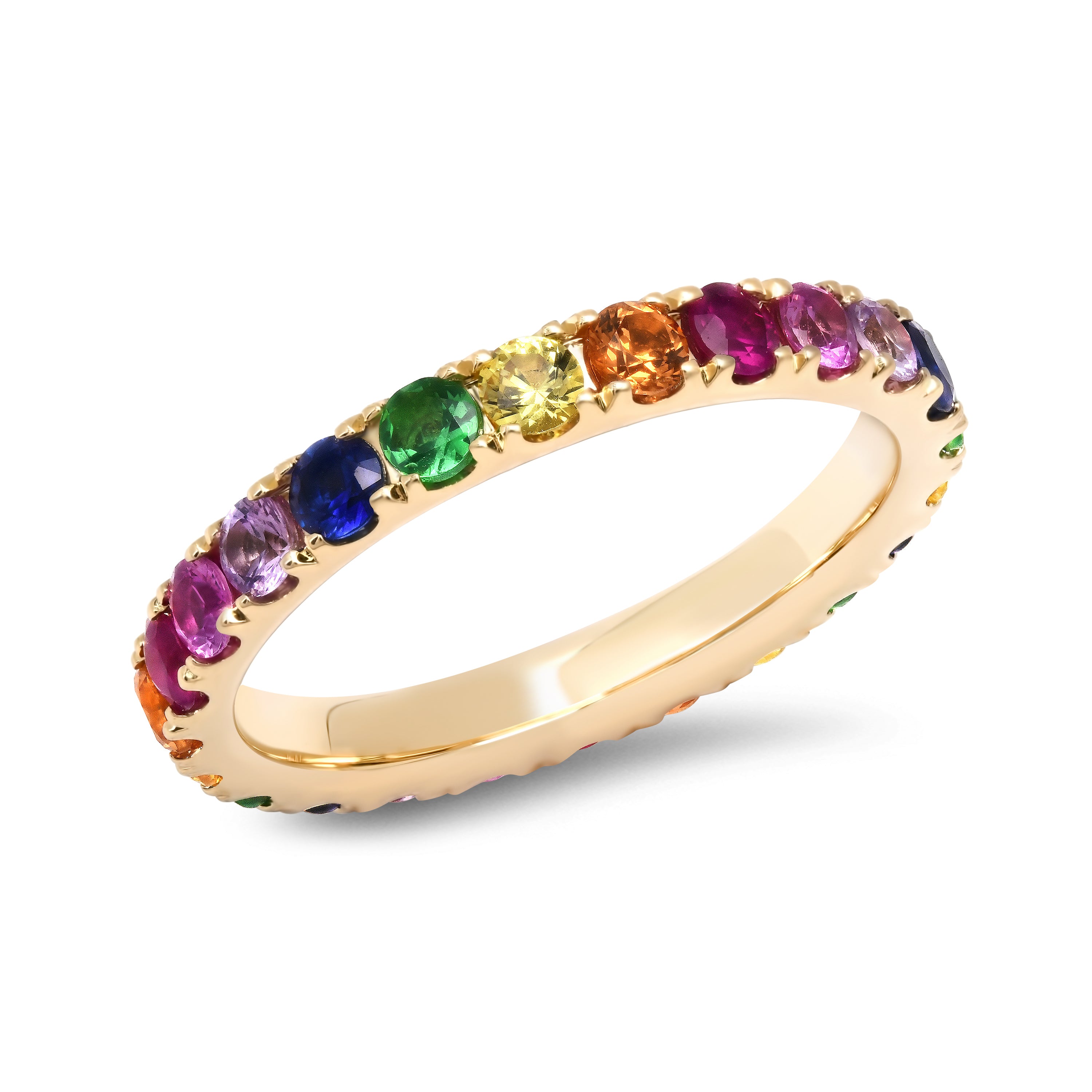 14k Yellow Gold Large Rainbow Eternity Band
