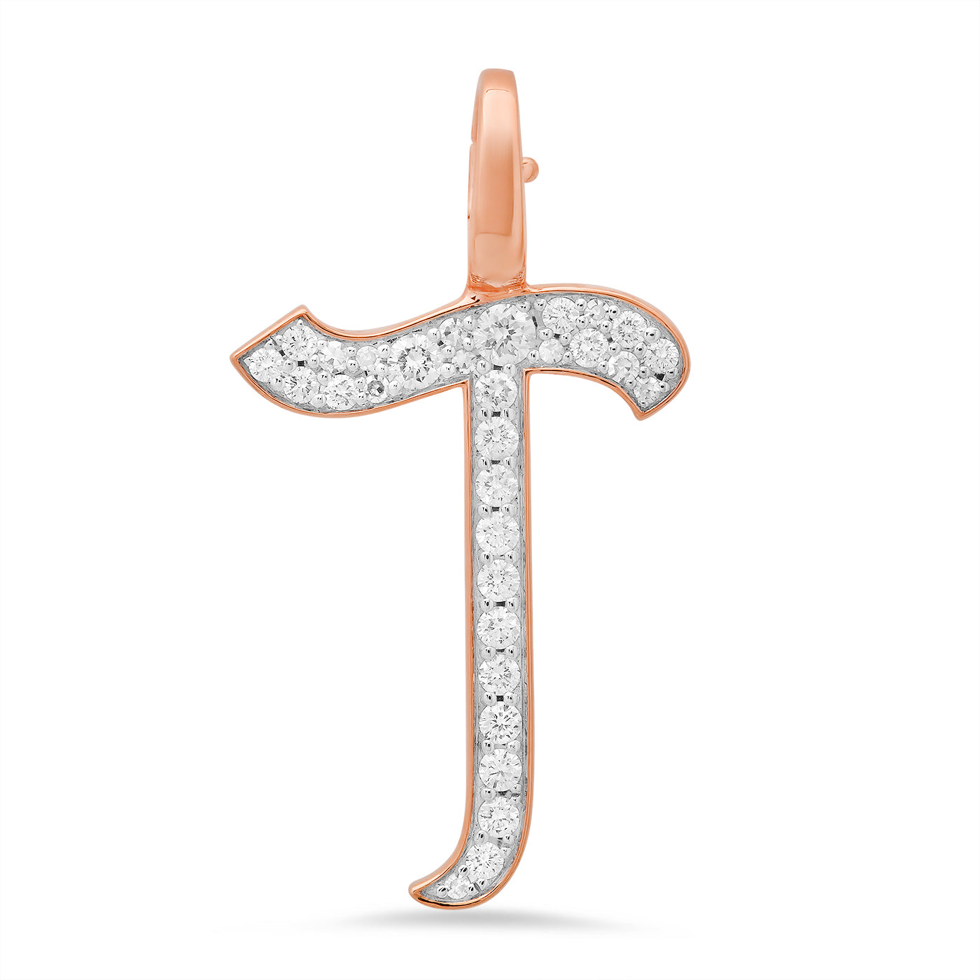 14K Rose Gold Letter T Pendant