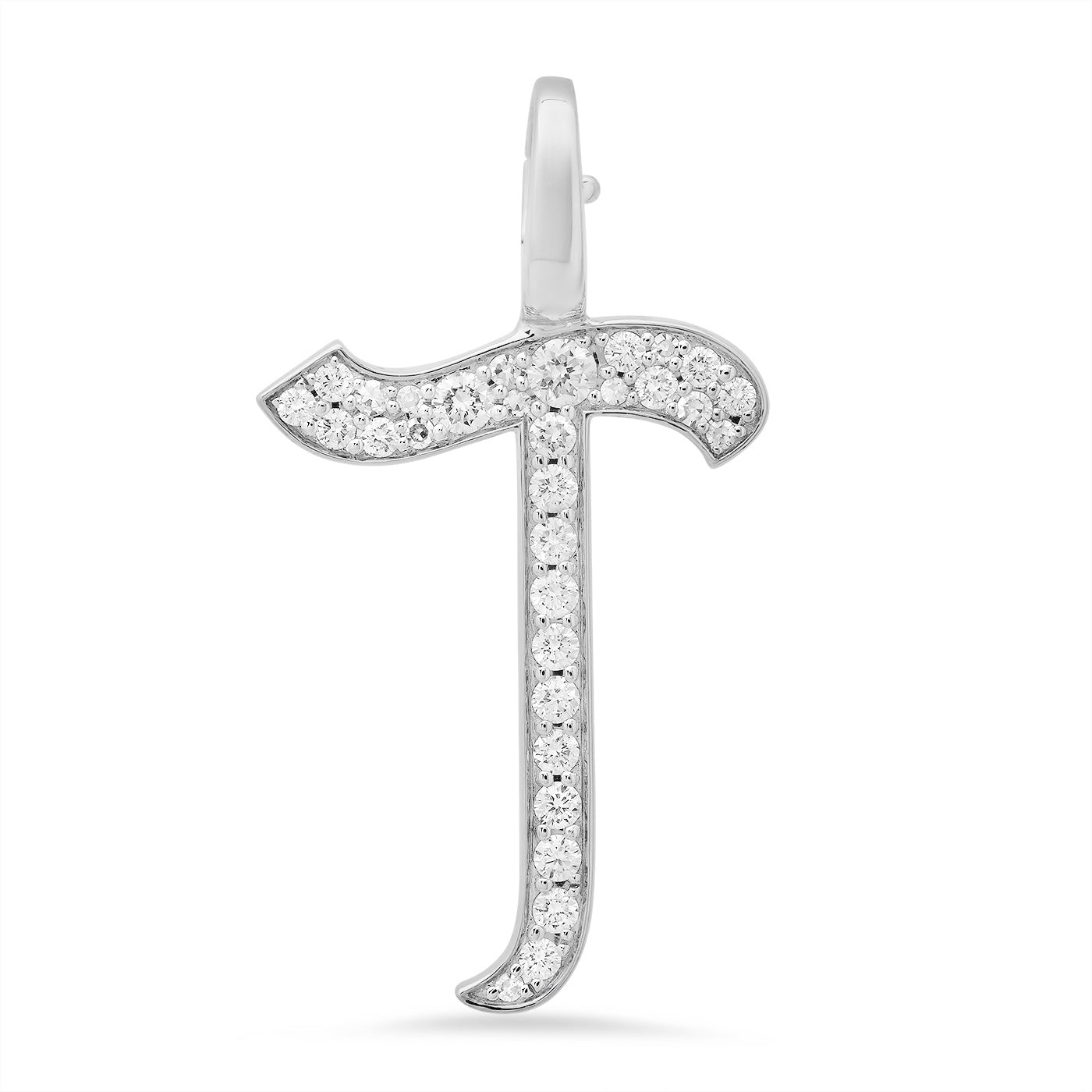 14K White Gold Letter T Pendant