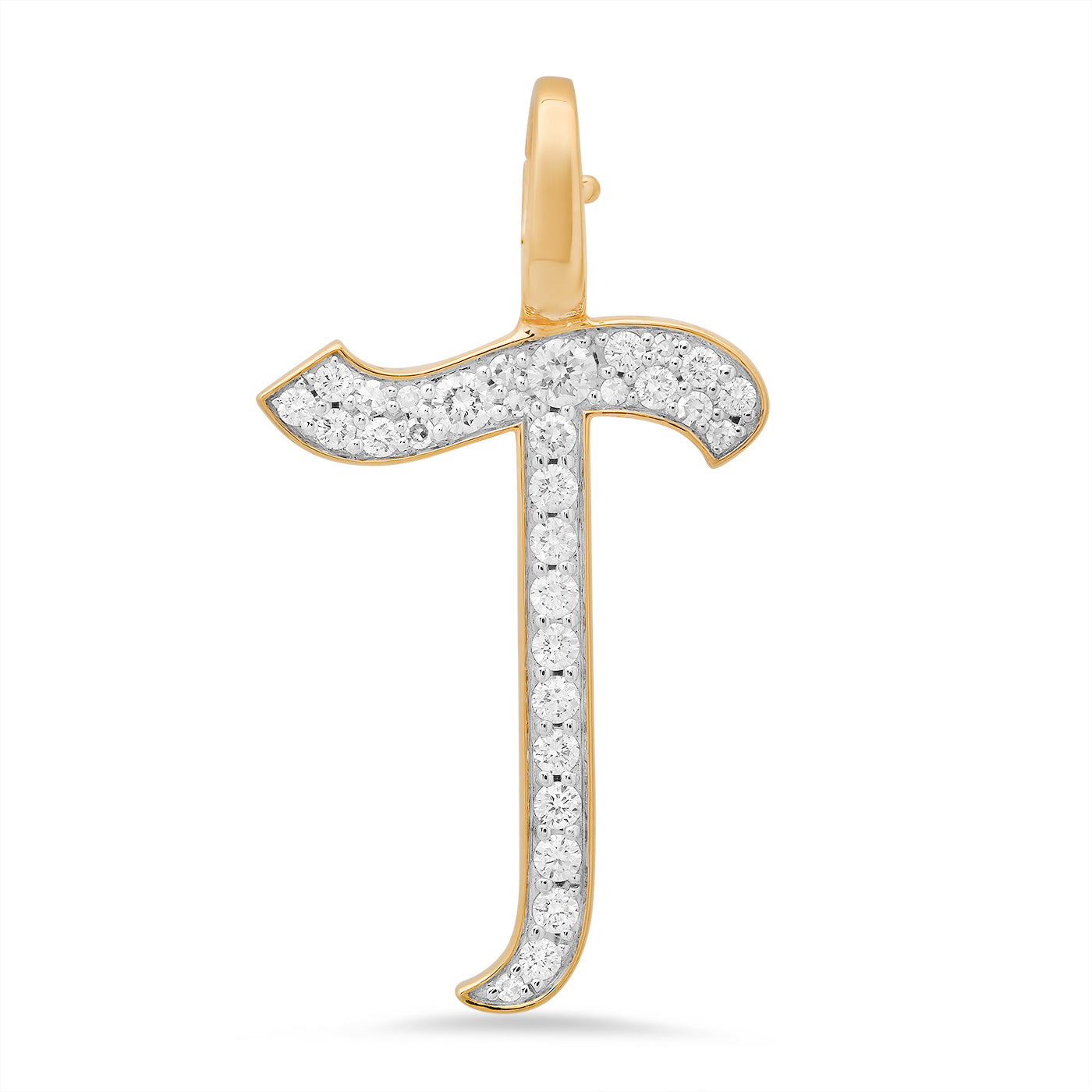 14K Yellow Gold Letter T Pendant