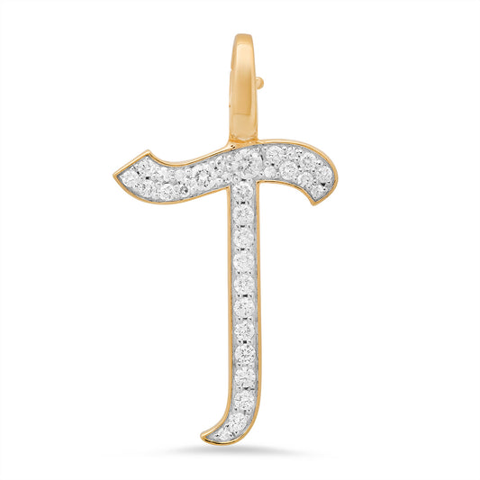 14K Yellow Gold Letter T Pendant