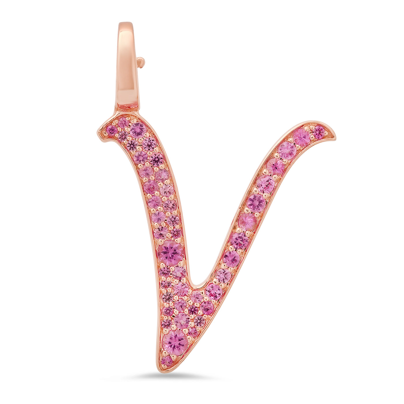 14K Rose Gold Letter V Pendant