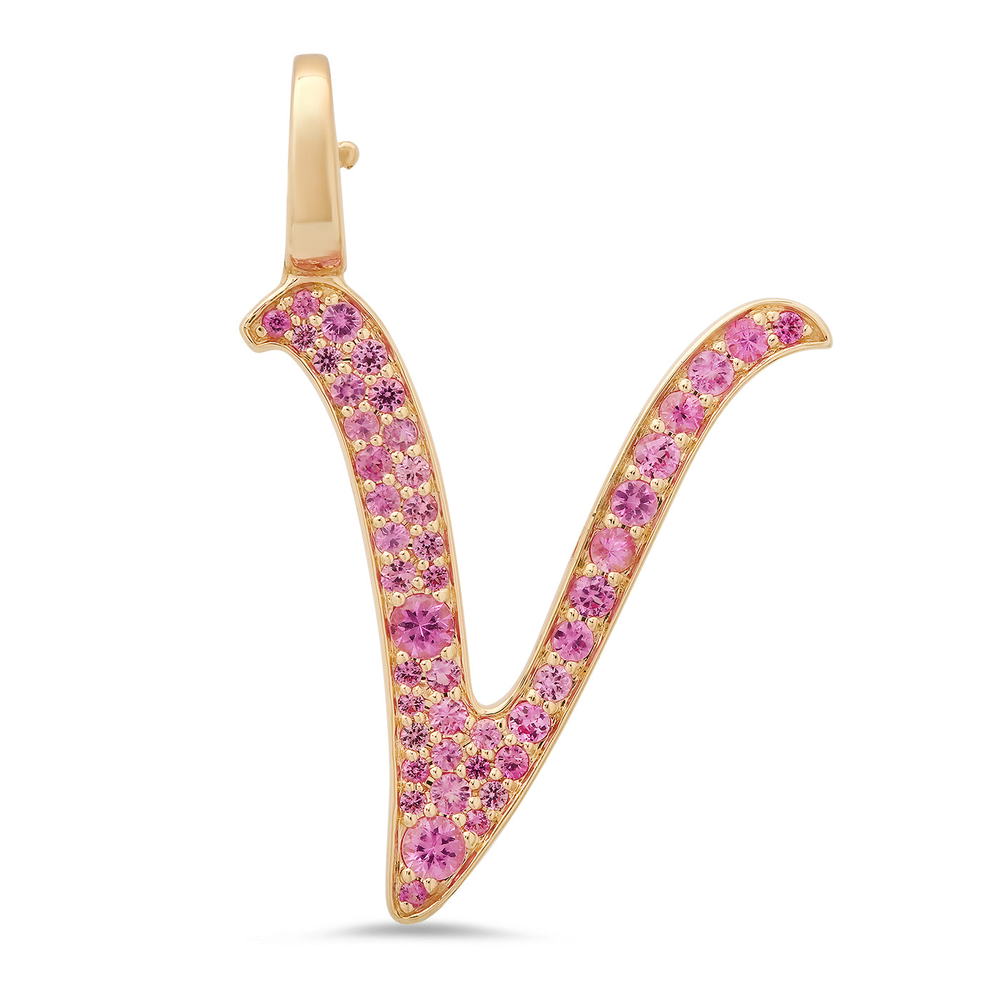 14K Yellow Gold Letter V Pendant