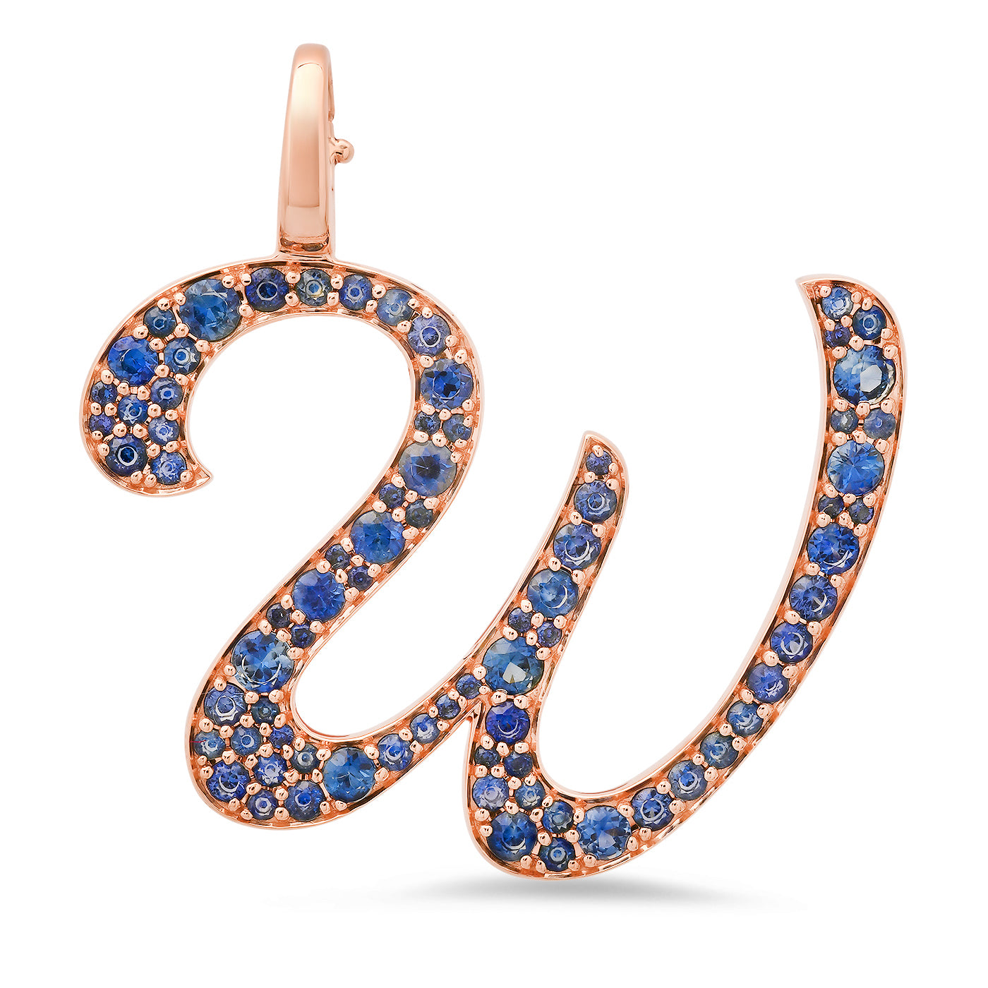 14K Rose Gold Letter W Pendant