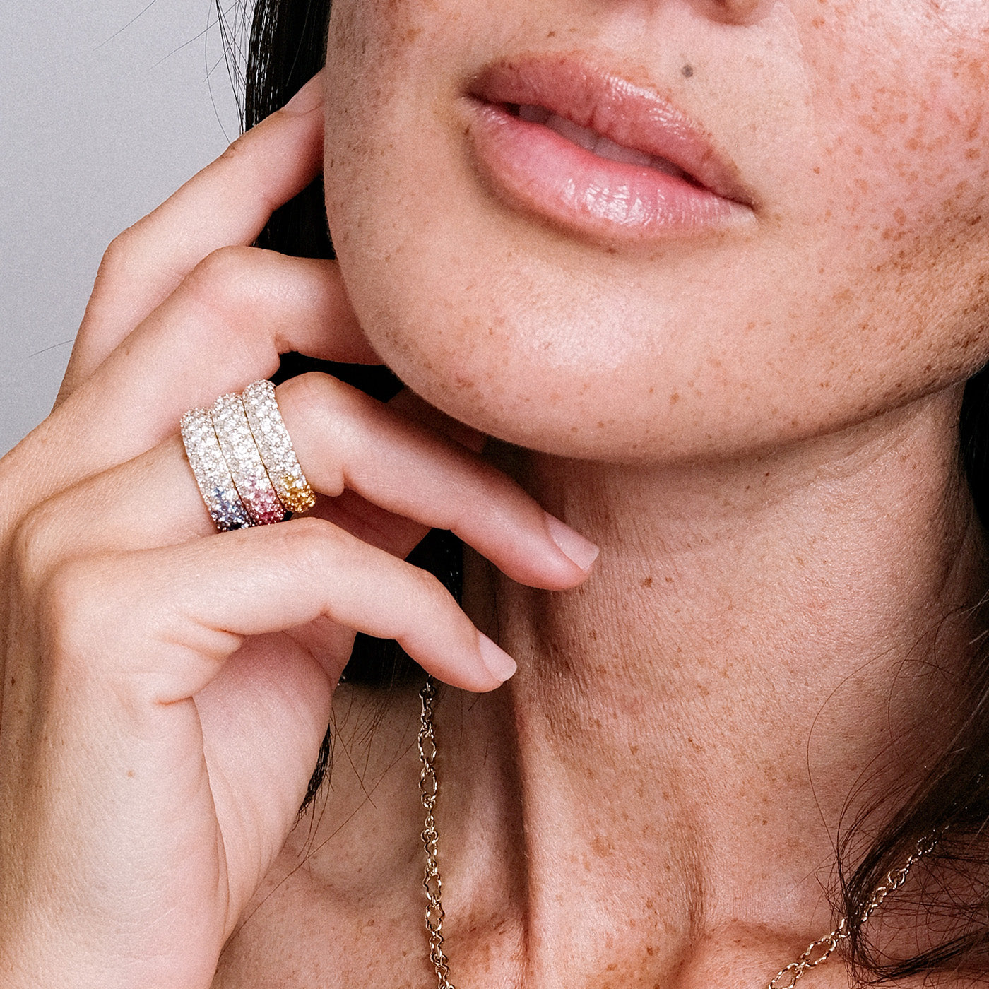 Yellow Sapphire and Diamond Chunky Domed Ring