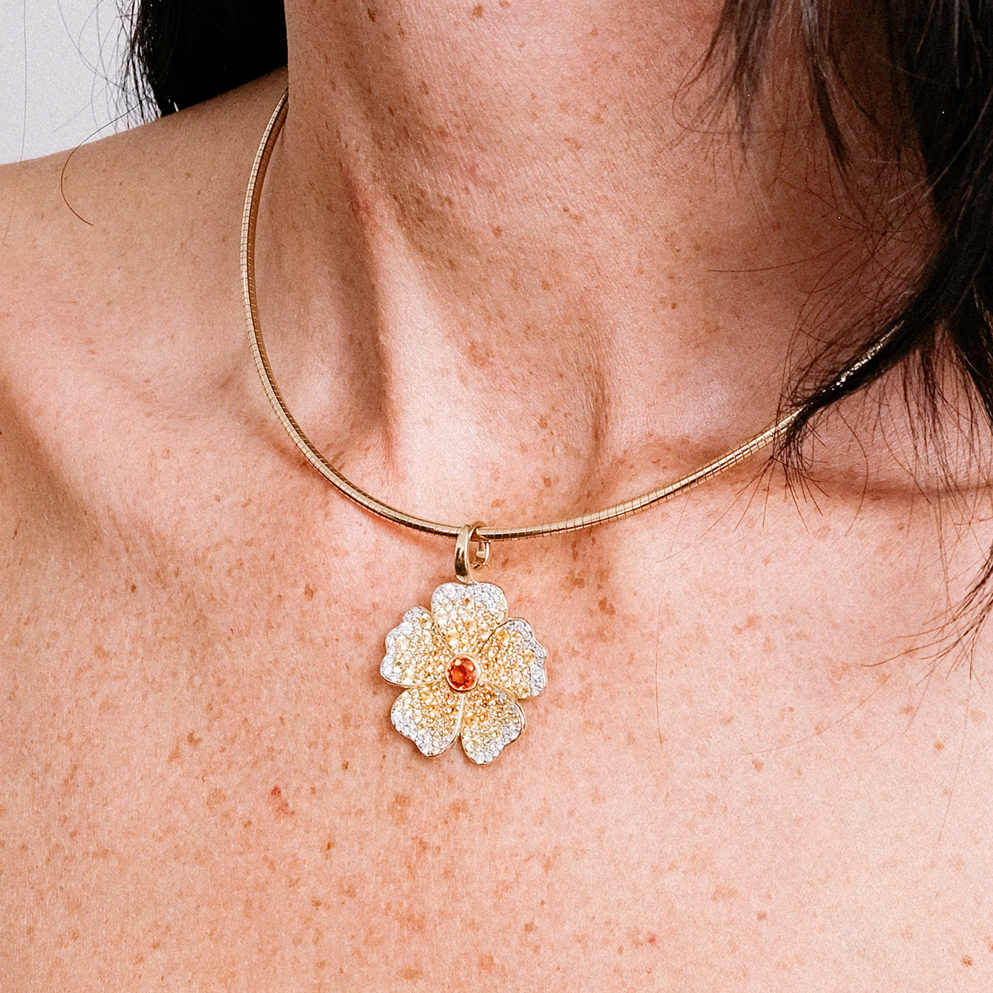 Yellow Sapphire and Diamond Wildflower Pendant