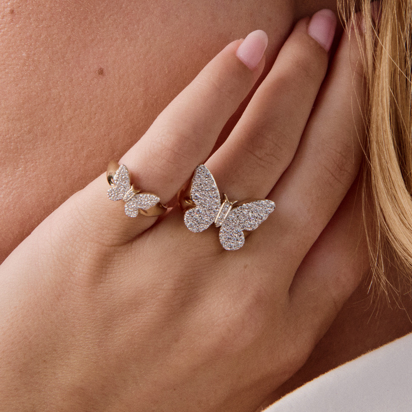 Diamond Butterfly Signet Ring