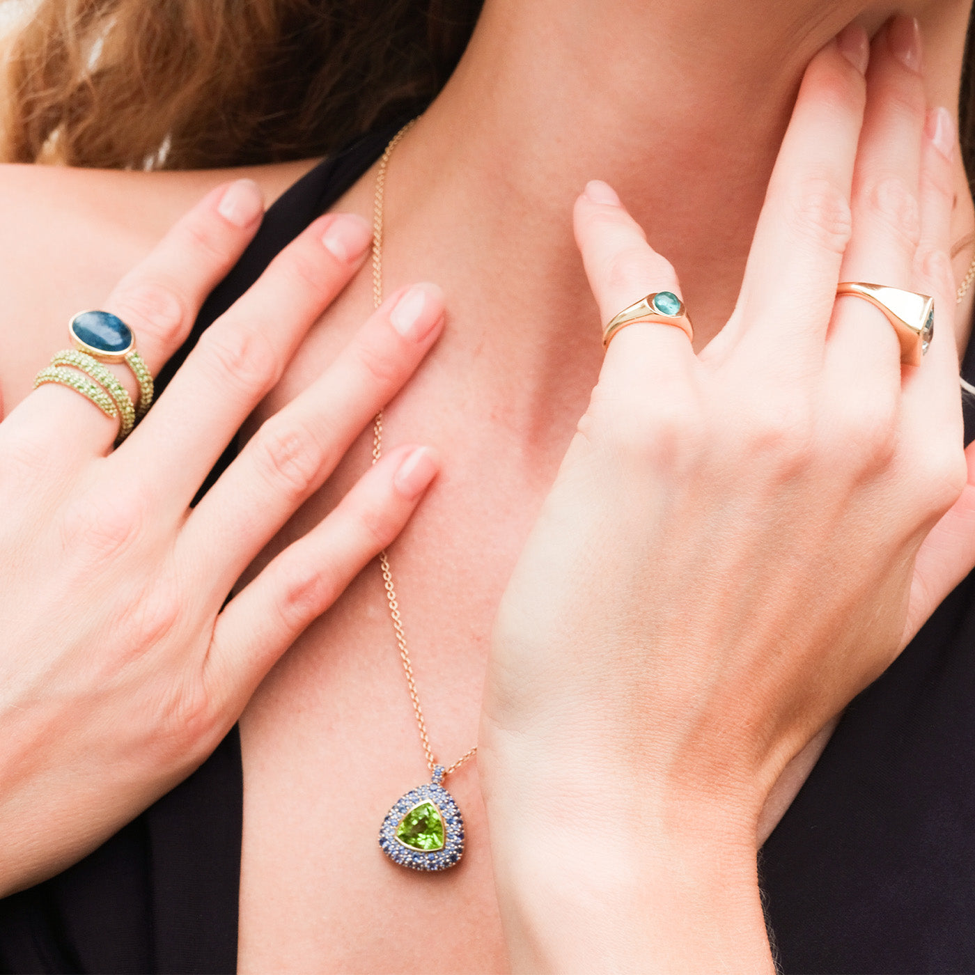 Tourmaline Button Pinky Ring