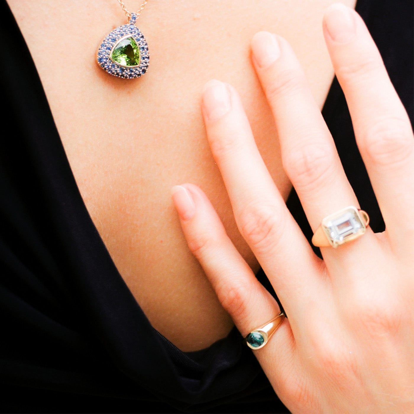 Tourmaline Button Pinky Ring