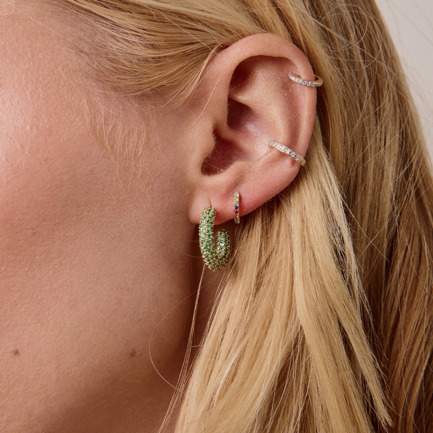 Mini Emerald Party Hoops