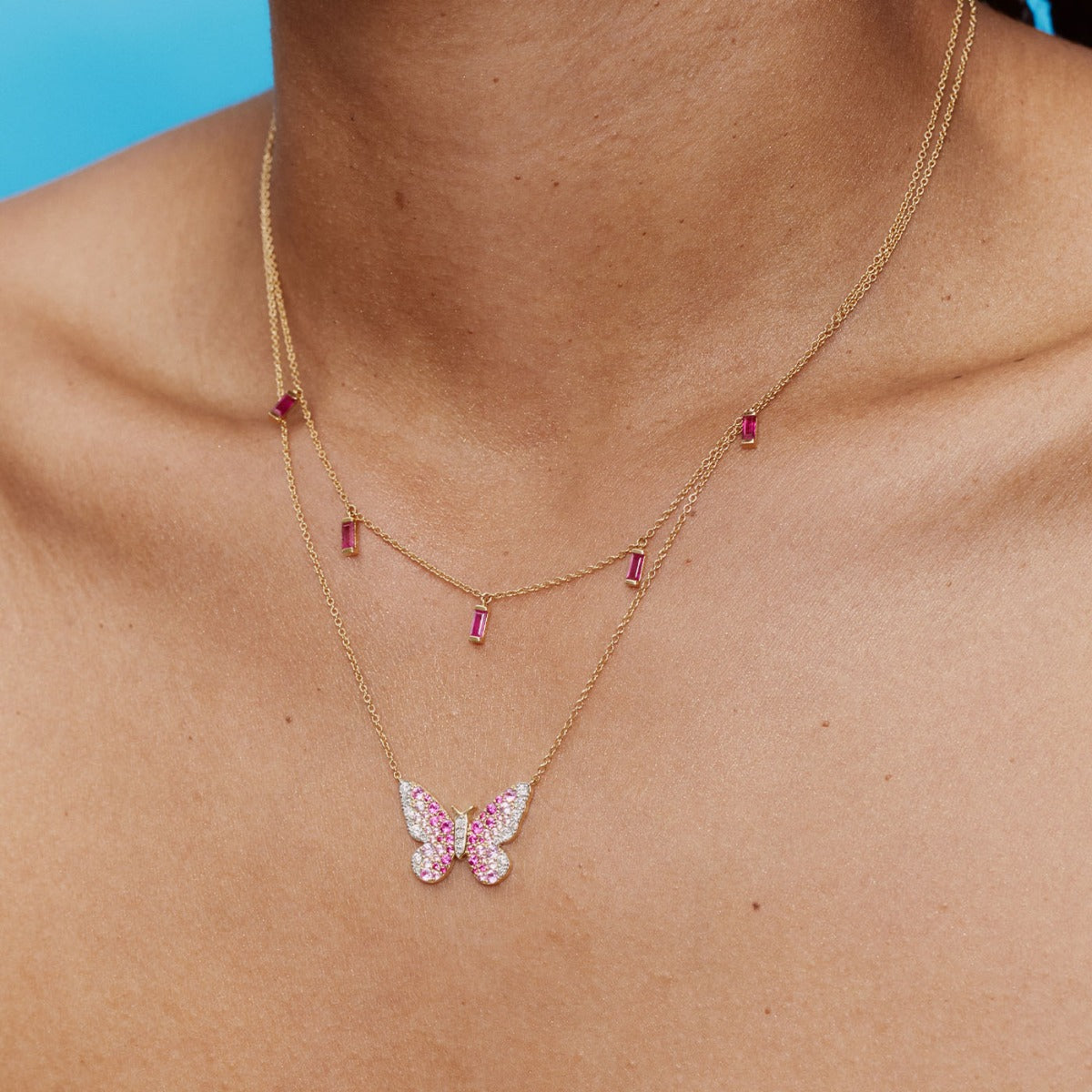 Ruby Baguette Necklace