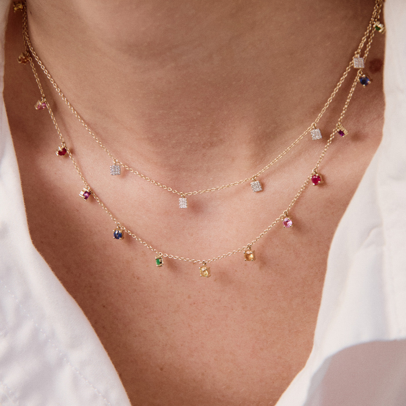Diamond Mini Square Necklace
