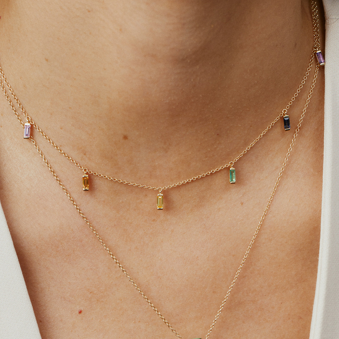 Rainbow Baguette Necklace