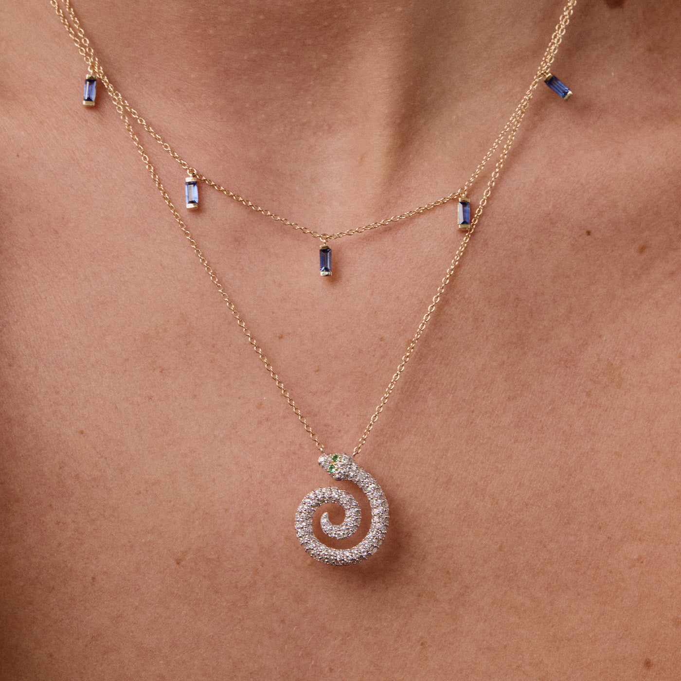 Milestones by AB for Eriness - Pave Diamond Snake Necklace