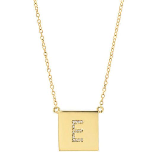 Yellow Gold Scrabble Initial Necklace