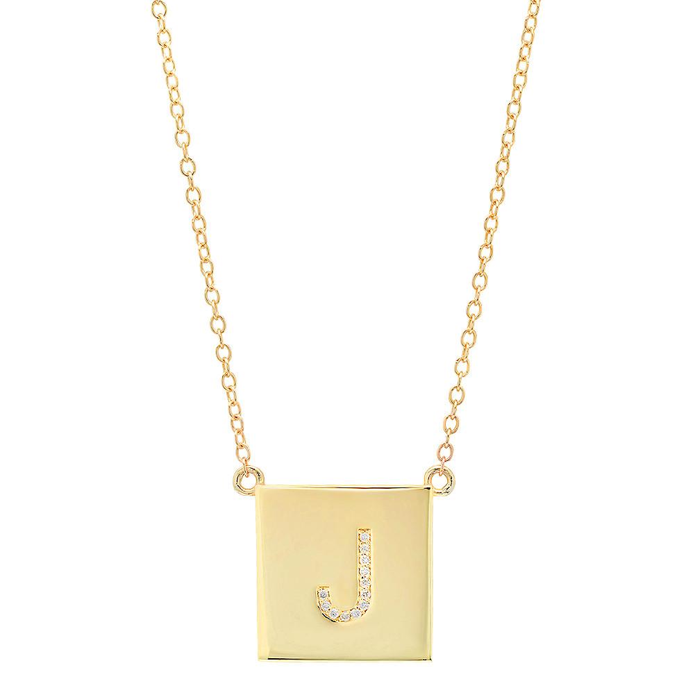 Yellow Gold Scrabble Initial Necklace