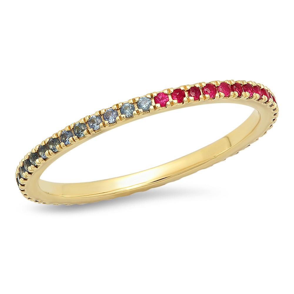 14K Yellow Gold Ruby and Blue Sapphire Eternity Band