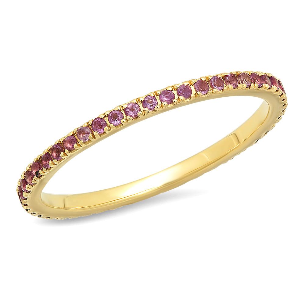 14K Yellow Gold Amethyst and Blue Sapphire Eternity Band