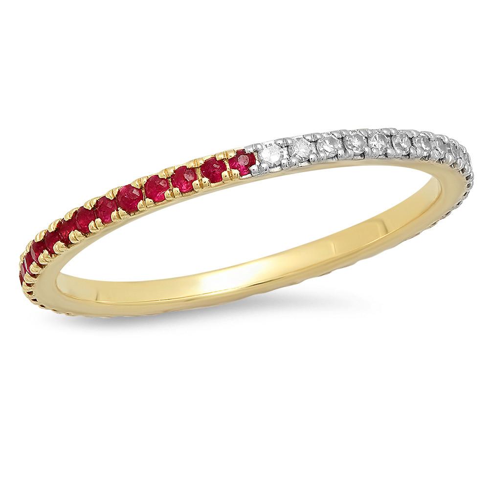 14K Yellow Gold Ruby and Diamond Eternity Band