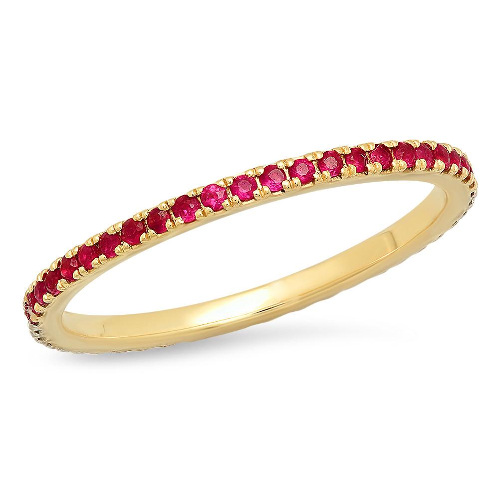 14K Yellow Gold Ruby and Orange Sapphire Eternity Band