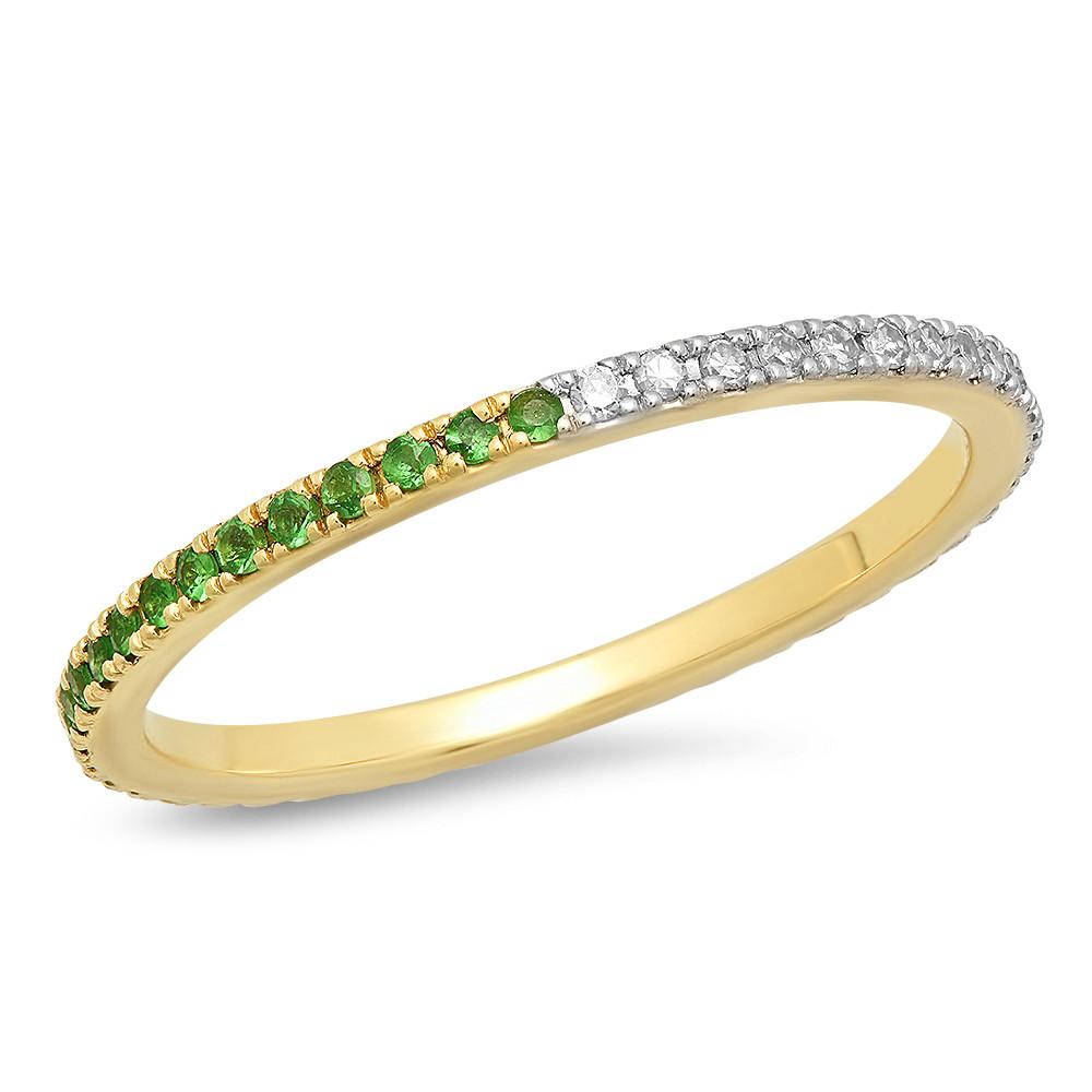 14K Yellow Gold Tsavorite and Diamond Eternity Band