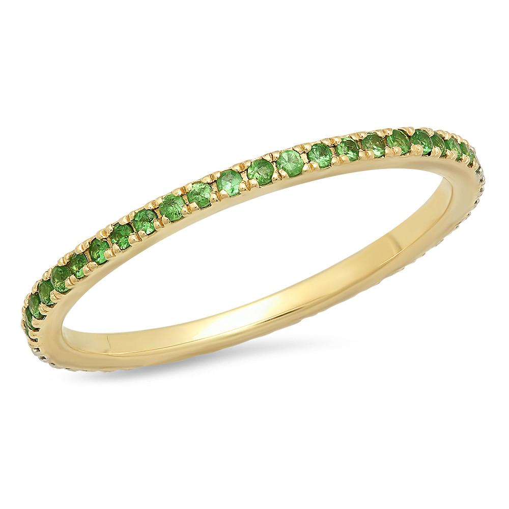 14K Yellow Gold Tsavorite and Diamond Eternity Band