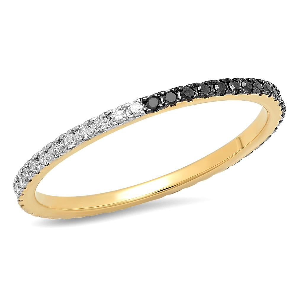 14K Yellow Gold Black and White Diamond Eternity Band