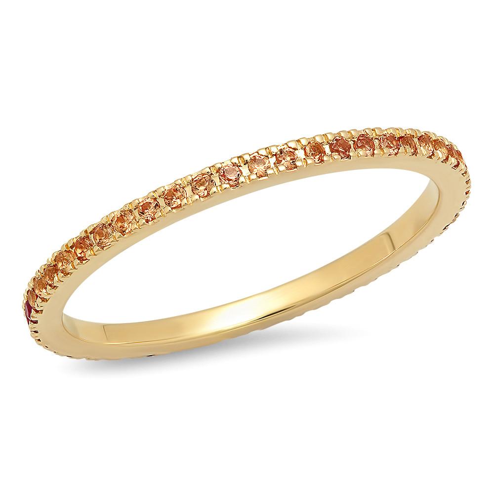 14K Yellow Gold Ruby and Orange Sapphire Eternity Band