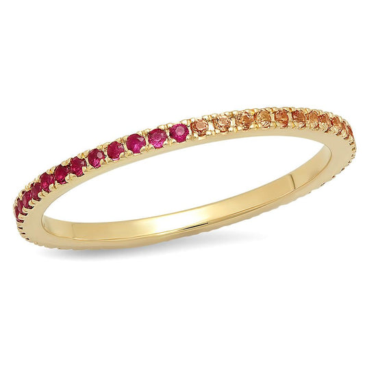 14K Yellow Gold Ruby and Orange Sapphire Eternity Band
