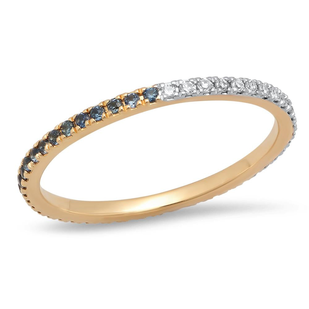 14K Yellow Gold Blue Sapphire and Diamond Eternity Band