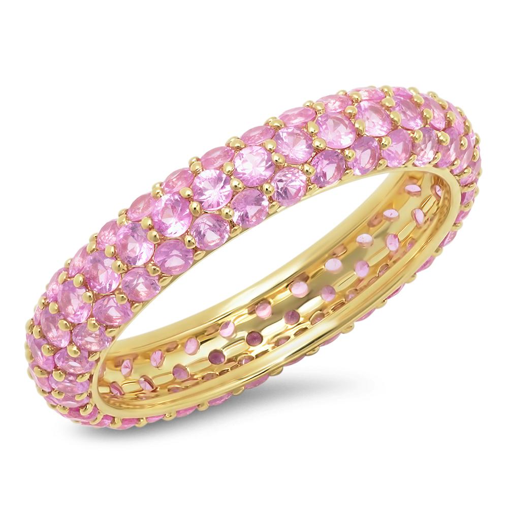 14K Yellow Gold Pink Sapphire Domed Ring