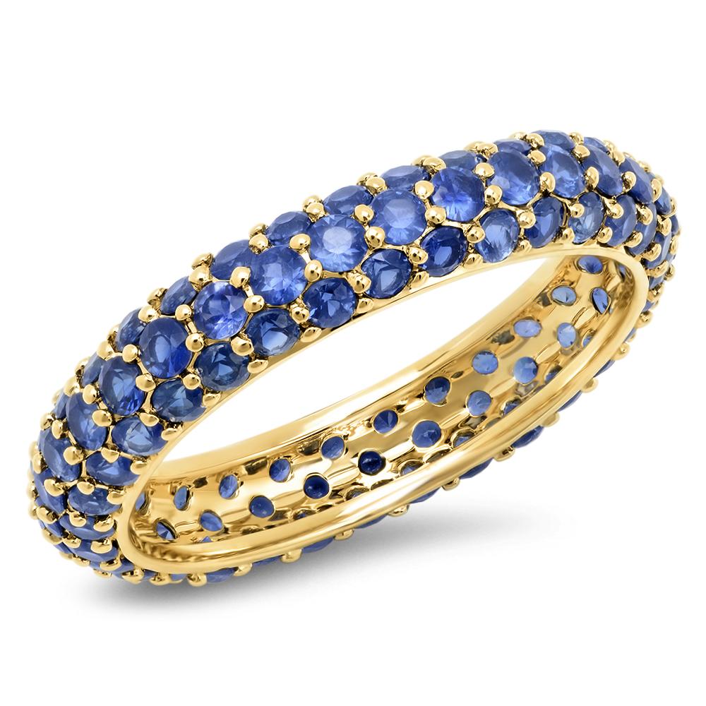 14K Yellow Gold Blue Sapphire Domed Ring