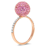 14K Rose Gold Pink Sapphire Disco Ball Ring