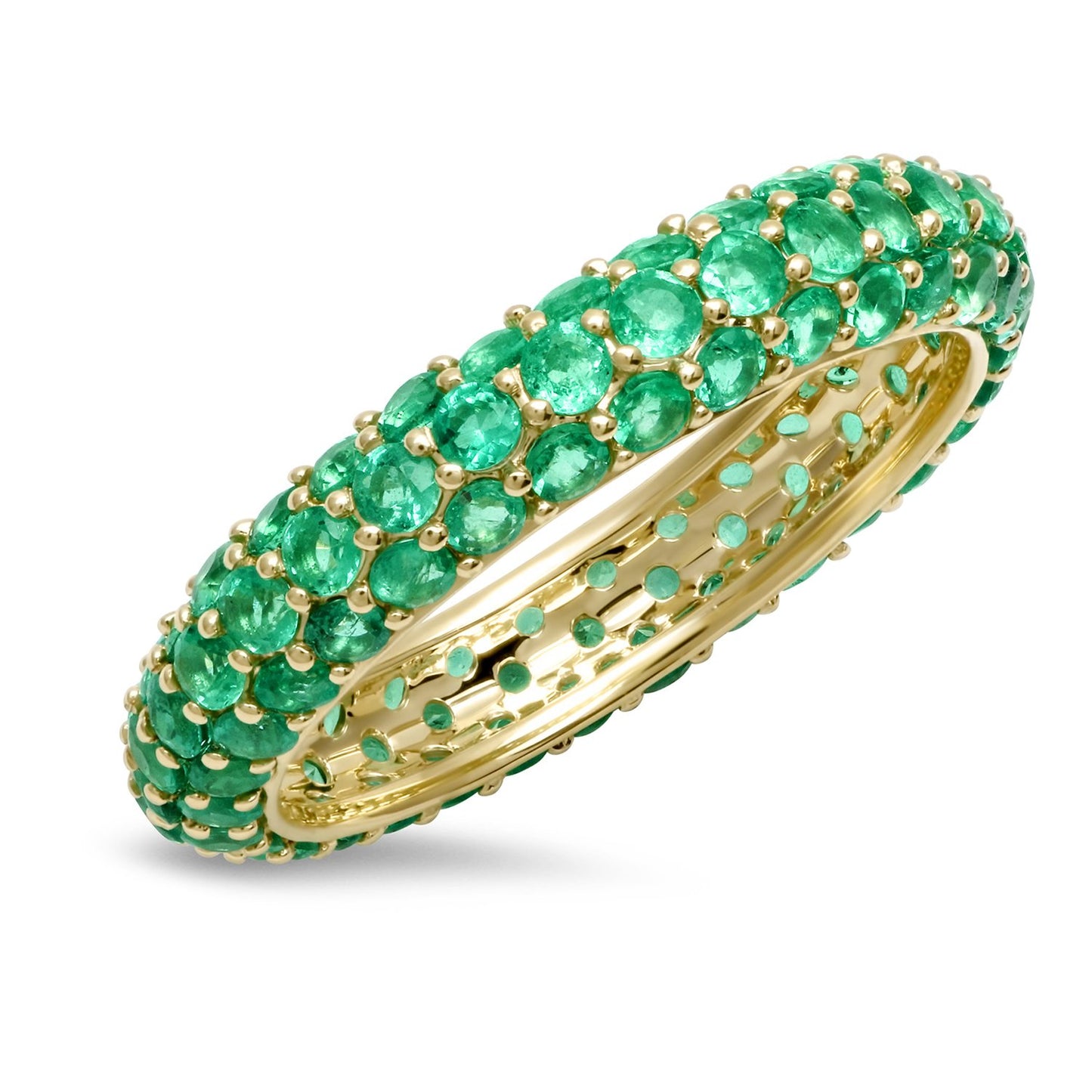 14K Yellow Gold Emerald Domed Ring