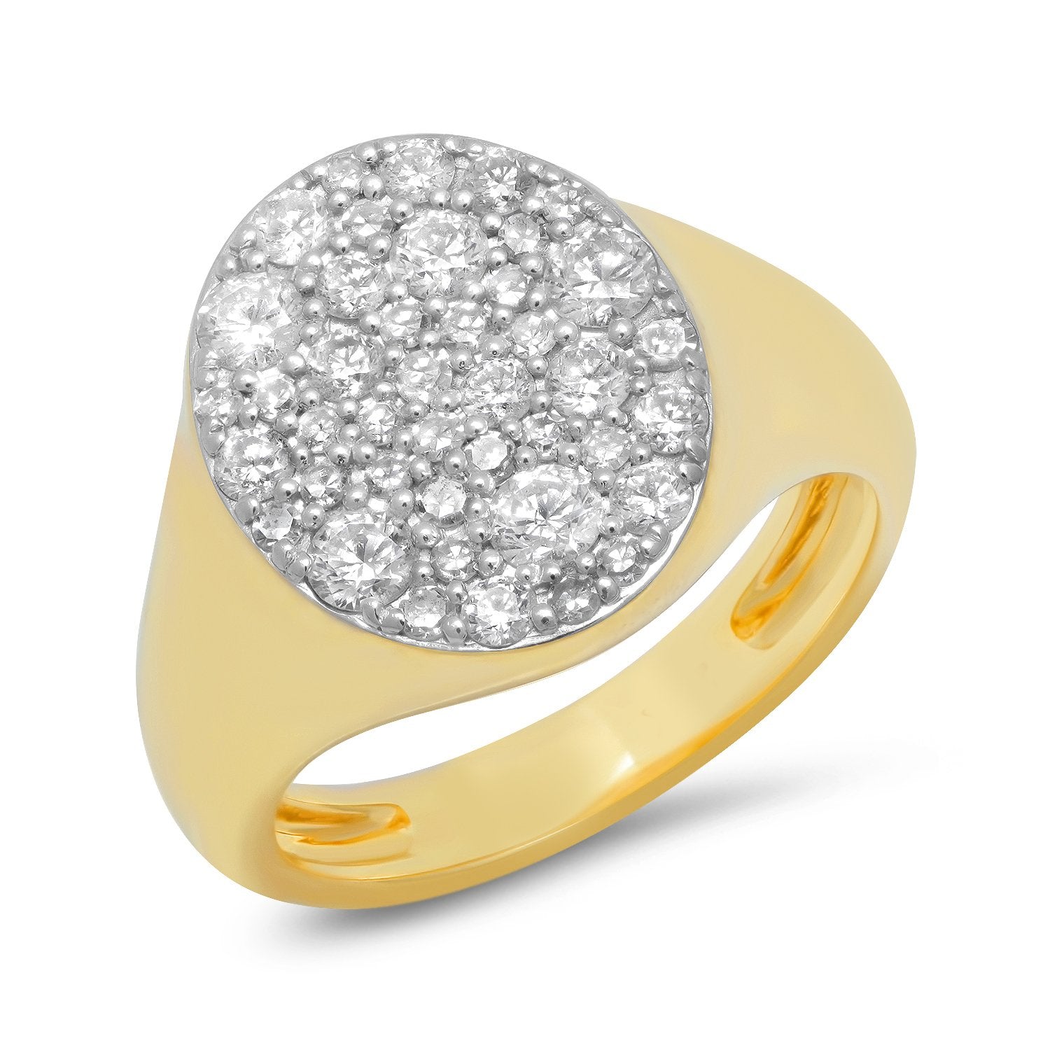 14K Yellow Gold Diamond Signet Pinky Ring