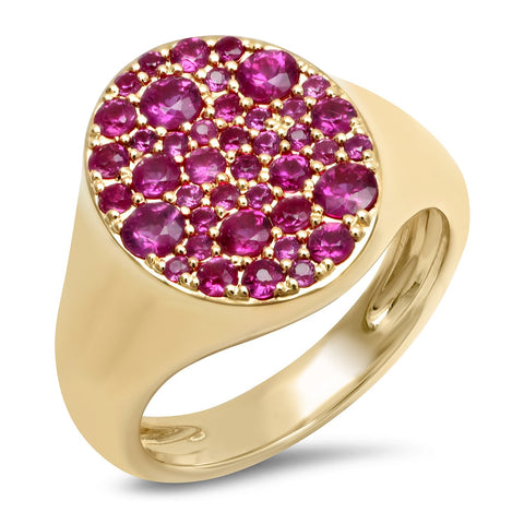 14K Yellow Gold Ruby Signet Pinky Ring 