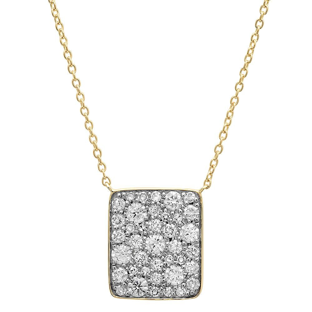 14K Yellow Gold Diamond Cluster Necklace 