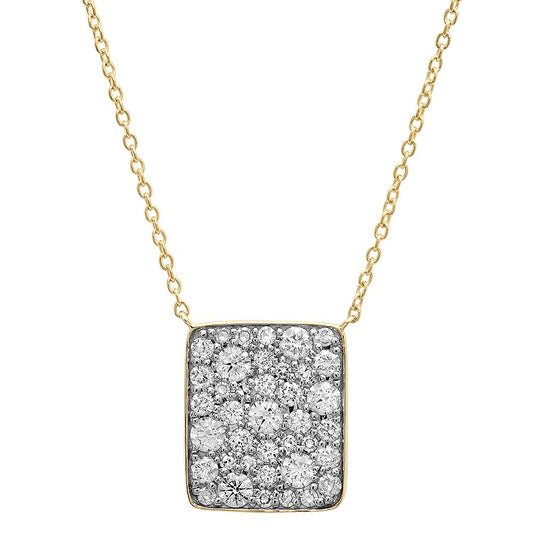 14K Yellow Gold Diamond Cluster Necklace 